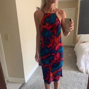 Silence + Noise Multicolor Tie-Dye Strappy Sleeveless Midi Dress - Size XS